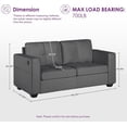 thumbnail image 6 of LAZZO 65" Loveseat Sofa with USB Charging Ports, 2-Seat Faux Leather Couch for Living Room & Office, Gray, 6 of 8
