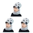 thumbnail image 2 of Sonducket Sombrero de invierno para niños Conjunto de calentador de cuello a prueba de viento de punto para niños Protección auditiva de gris claro 3piezas, 2 of 6
