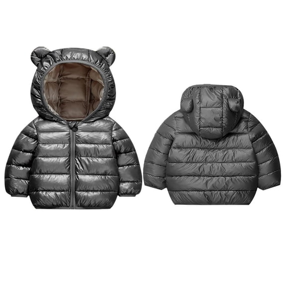 Bxsruta Jacket for Girls, Kids' Winter Fleece-Lined Zip Jacket with Faux Fur Hood, Elastic Cuff Thermal Coat
