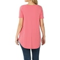 thumbnail image 3 of Women & Plus Short Sleeve V Neck Round Hem Relaxed Fit Casual Tee Shirt Top, 3 of 5