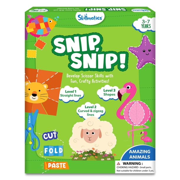 Skillmatics Kit de arte y manualidades: Snip Snip Animals practica habilidades de tijera con libro de actividades Regalos divertidos y creativos para niños pequeños, niñas y niños de 3, 4, 5, 6 y 7 añ