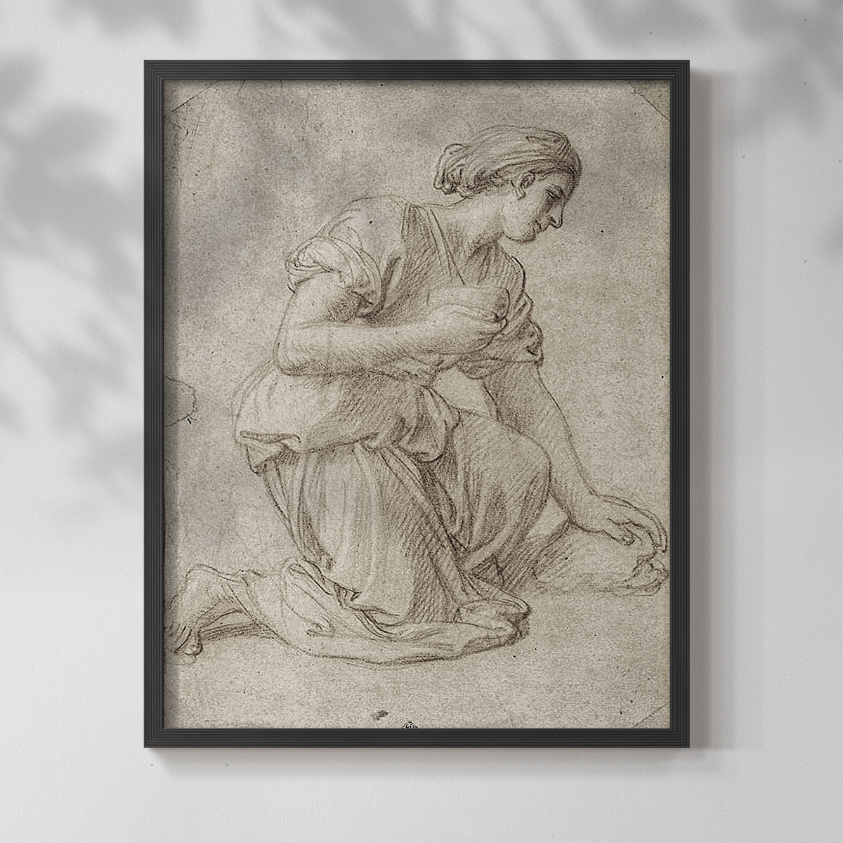 Vintage Sketch LXXXII - 14in. x 11in. Vintage Framed Print in Black Wood Frame