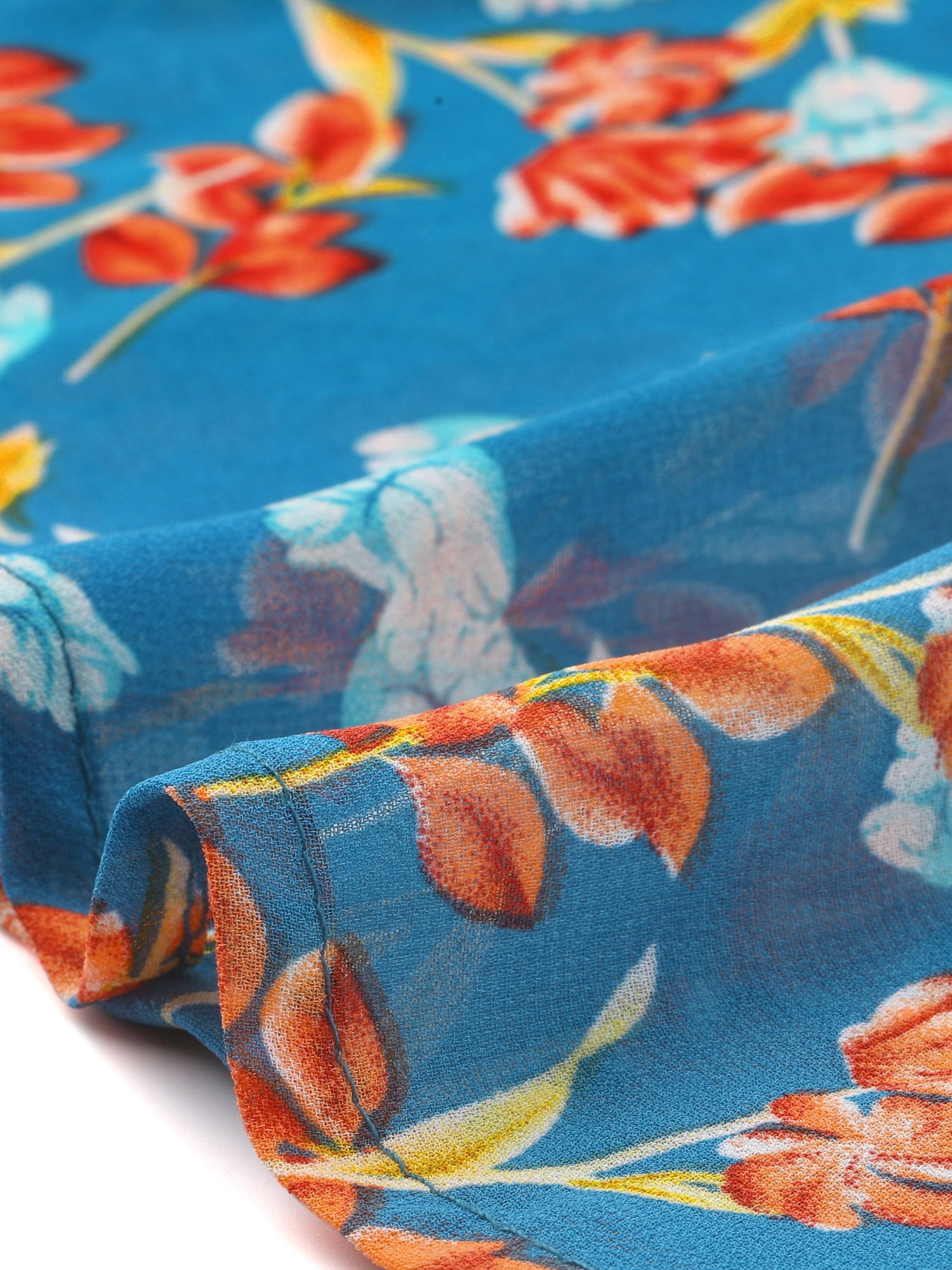 DARING DIVA Women's Chiffon Tiered A-Line Maxi Skirt S Lake Blue Flower
