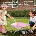 thumbnail image 6 of ROBUD Kids Gardening Tools & Wagon Toy Set, 6PCS ool Set with Metal Toy Wheelbarrow, Shovel, Hoe, Broom & Kettle, Outdoor Yard Play for Planting, Sand, Leaves & Snow Fun, Gifts for Toddler 3+ (Pink), 6 of 10