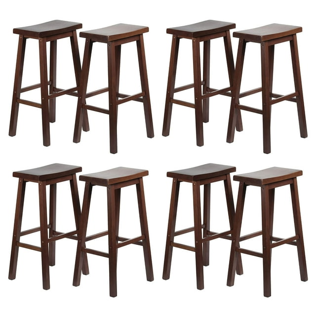 PJ Wood Tabourets de Comptoir Classiques 29 Pouces de Haut, Noyer (Ensemble de 8)
