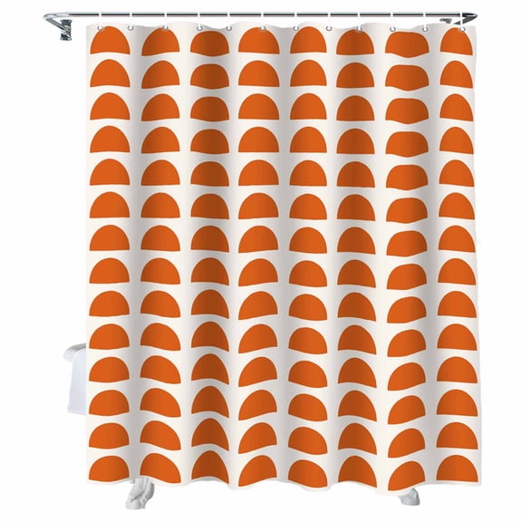 Shower Curtain Orange Arcs Shower Curtains for Bathroom Bathtub, Waterproof Fabric Shower Curtain Set with Hooks, Small Stall Size 36" x 72" Bohemian Semicircles Modern Art