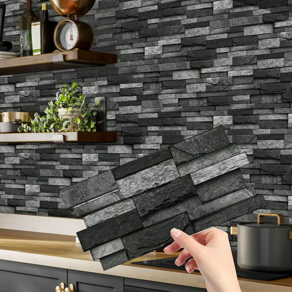 Peel and Stick Backsplash 3D Wall Tiles,Self-Adhesive,Oil Proof,Waterproof, Removable Wall Panels for Kitchen & Bathroom,Modern Design, Easy Install (9.68x4.72 inch,48 Pack)