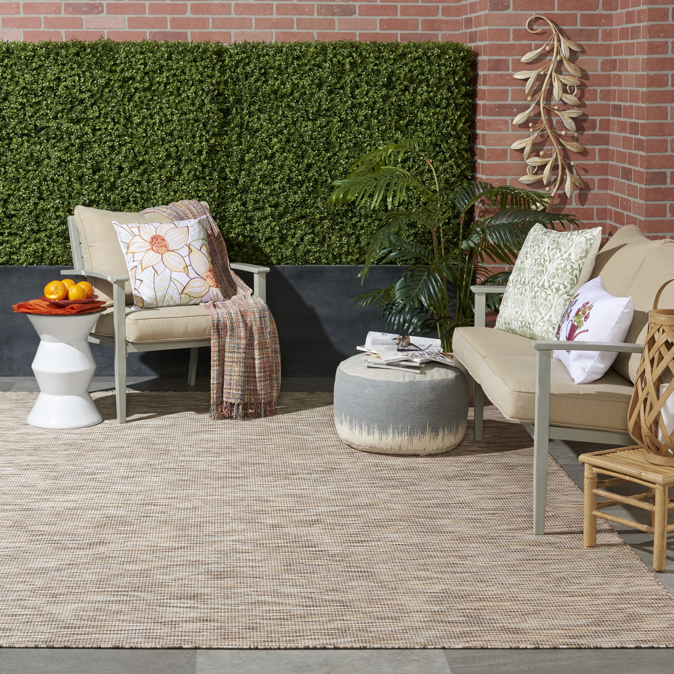 Nourison Positano Indoor/Outdoor Beige 10' x 14' Area Rug, (10x14)