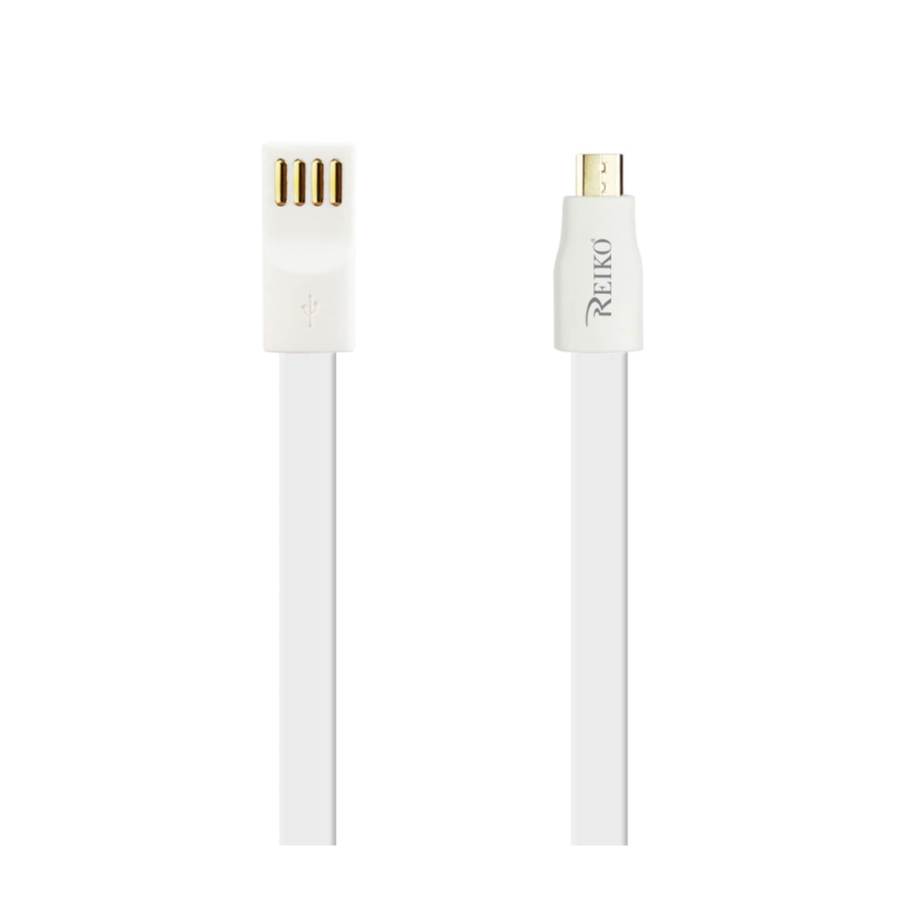 Flat Micro Usb Gold Plated Data Cable 3.9ft With Cable Tie In White