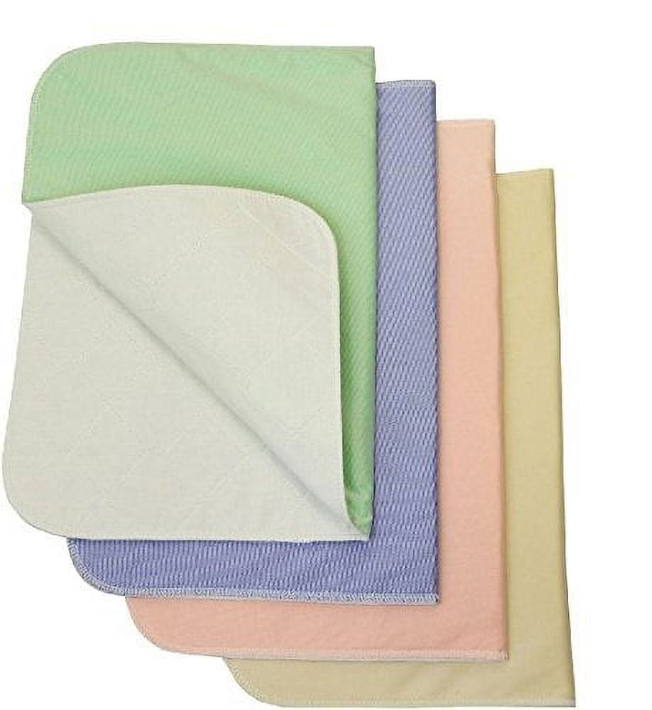 4 Pack 100% Cotton Washable Bed Pads/reusable Incontinence Underpads 18x24  Blue, Green, Tan and Pink Ideal for Kids and Adults 