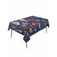 thumbnail image 2 of Navy Blue Flowers Tablecloth Rectangle Table Cloths 54x108, Waterproof Tablecloth Outdoor Table Cloth, Spring Vintage Floral Leaves Farmhouse Washable Table Cover for Kitchen Dinning Party, 2 of 8