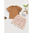 thumbnail image 3 of Toddler Baby Boy Summer Clothes Checkerboard Plaid Short Sleeve T-Shirt Tops Elastic Waist Shorts Set Boy Outfits, 3 of 7