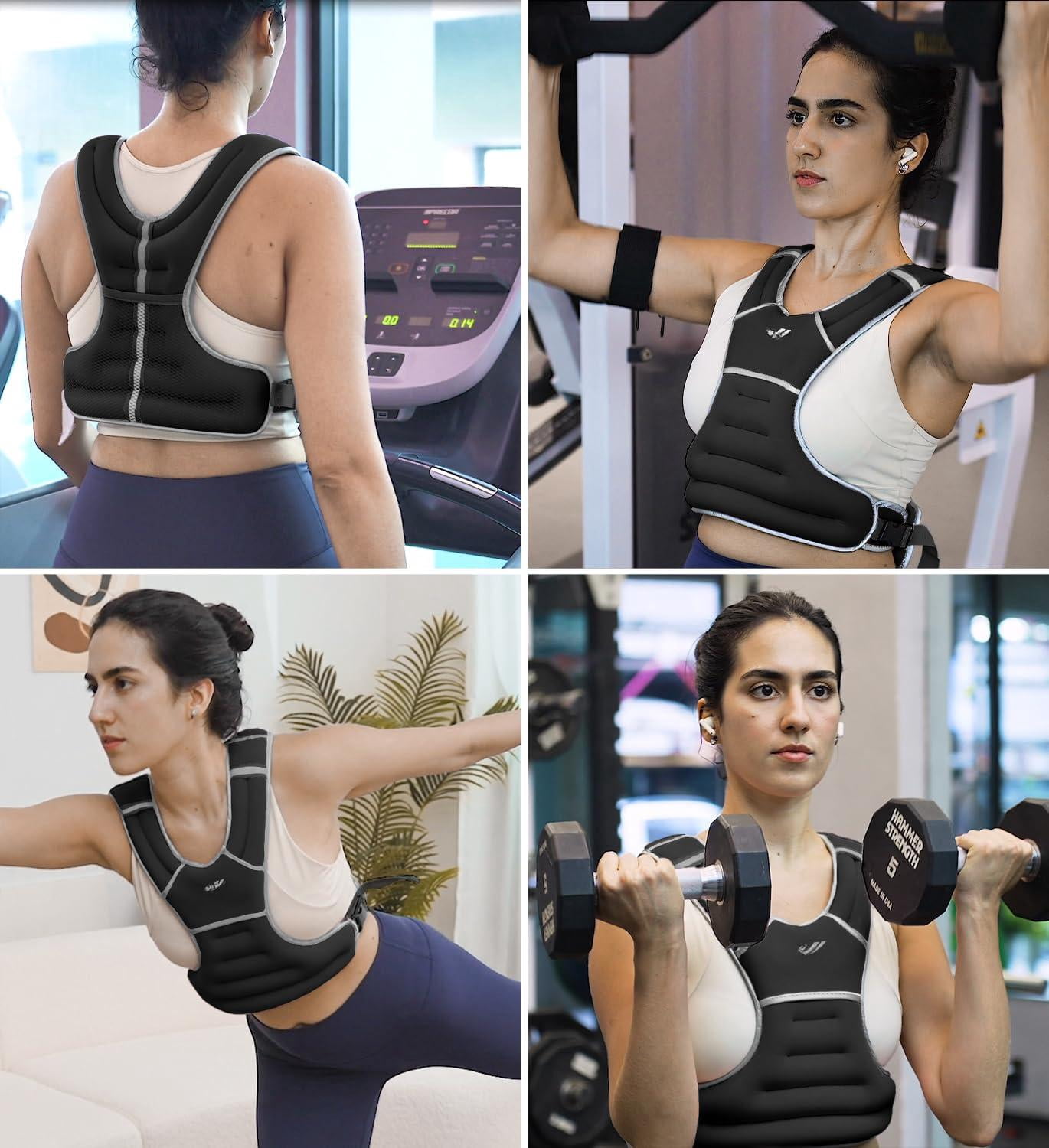 15 lbs Black Weighted Vest for Walking Running Workout Fitness