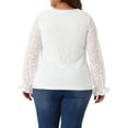 thumbnail image 4 of DARING DIVA Women's Plus Lace V Neck Long Sleeve Blouse 1X White, 4 of 6