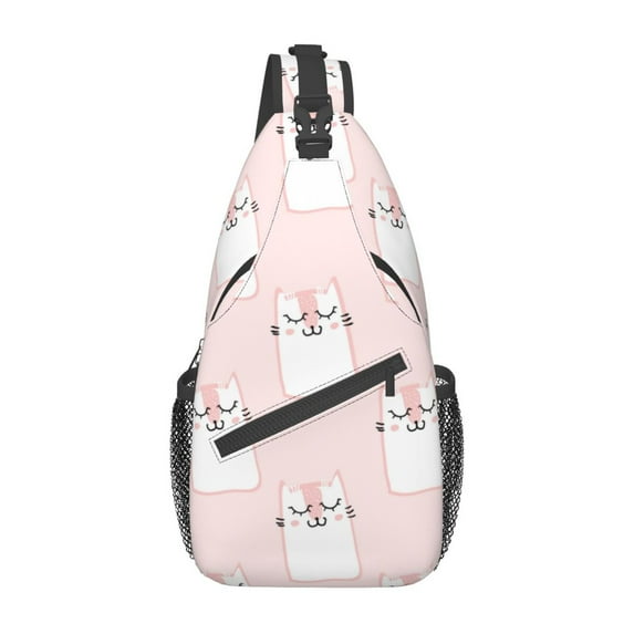 ZICANCN Crossbody Sling Bag for Men Women - Pink Cute Cats Casual Shoulder Backpacks for Travel Sport Climbing Runners Daypack
