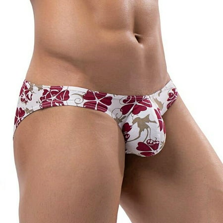 

HEVIRGO Men Underpants Breathable Washable Non-pilling High Elasticity Low Waist Daily Wear Ultra Soft Floral Print Male Panties Men Clothing