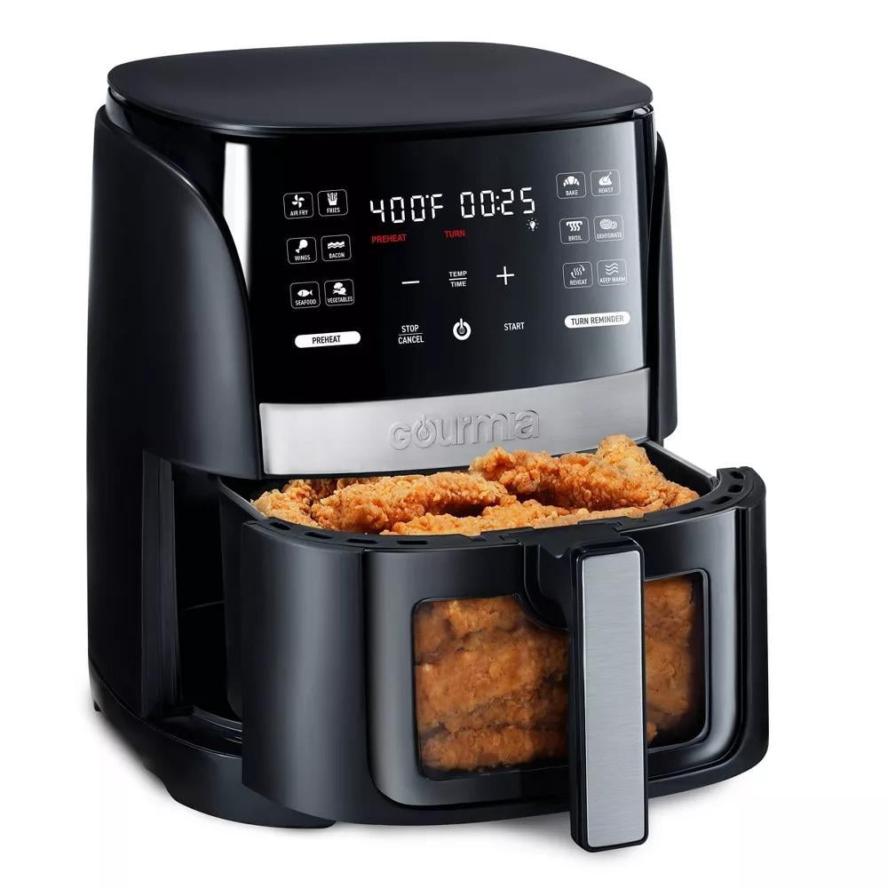Gourmia GAF6xx air fryer digital display preheat button
