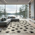 thumbnail image 2 of ODIKA Print Scattered Kitten Footprints Border Whimsical Tracks Round Flowing Dynamic for Queen Size Bedroom, Under Bed, Master Suite, Foldable Easy Care, 2 of 7
