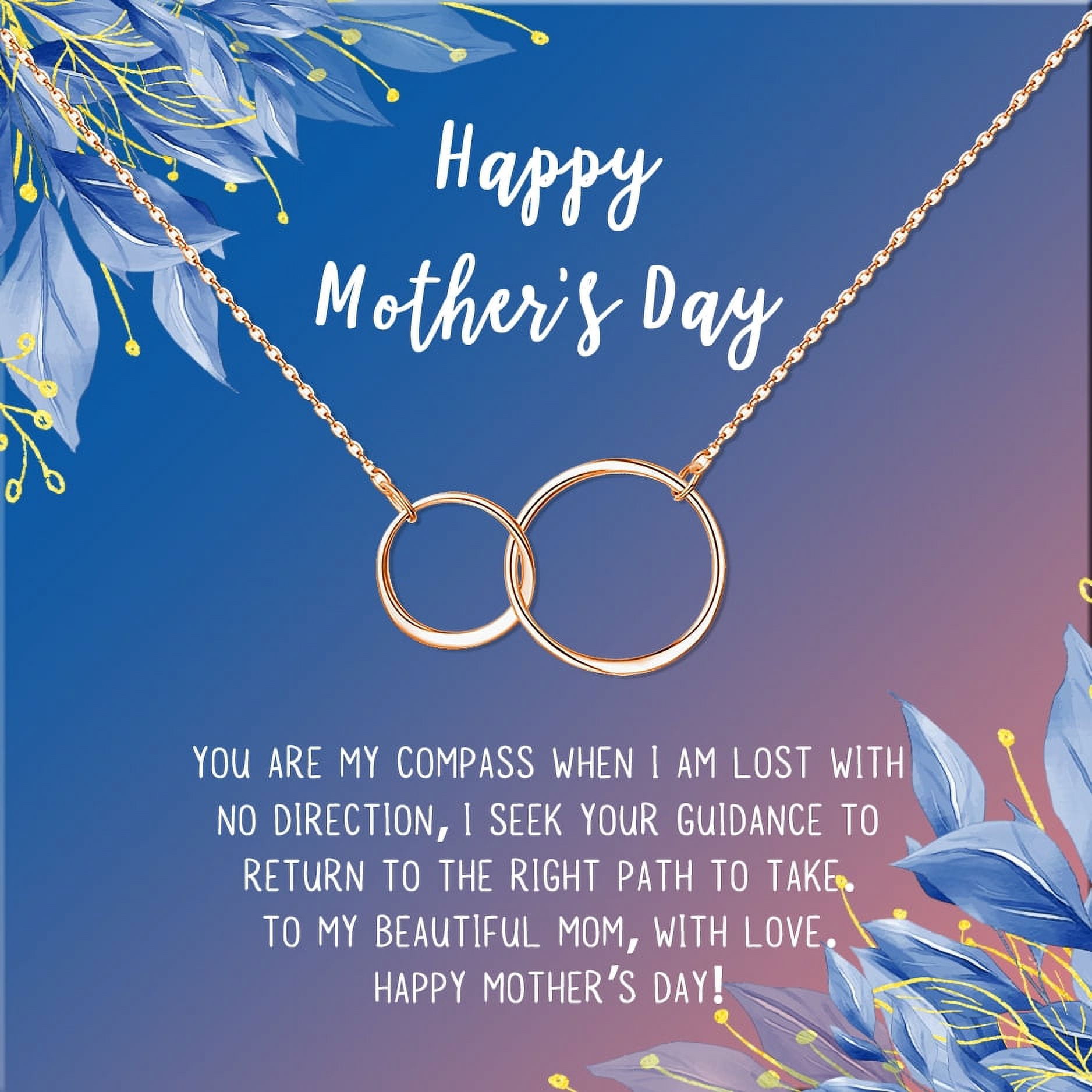 Happy Mother's Day Necklace and Card Set, Necklace for Mom, Jewelry Gift, Gift for Mom, Gift for Her, Mom Necklace, Mother's Day Gift, Gift Set for Mom [Rose Gold Infinity Ring, 18" Chain]