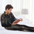 thumbnail image 5 of KLL Black And Gold White Horse Sleepwear Mens Flannel Pajamas,Long Cotton Pj Set, 5 of 7