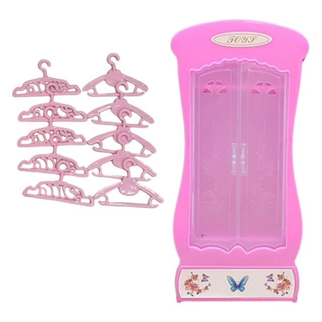 lionlar Mini Wardrobe Model Toys Versatile for Childrens Day Displaying Role Playing Pink with Hangers