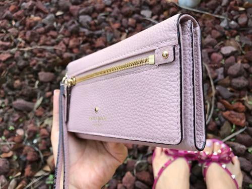 Kate Spade Cobble Hill Rae Pebble Leather Wristlet Wallet Bi Fold Pink $148