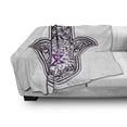 thumbnail image 3 of Hamsa Soft Flannel Fleece Throw Blanket, Timeless Design with Hand Drawn Swirls Curls and 6 Pointed Star, Cozy Plush for Indoor and Outdoor Use, 70" x 90", Dark Purple and Purple, by Ambesonne, 3 of 6