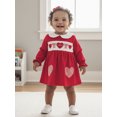 thumbnail image 6 of BemeyourBBs Toddler Baby Girl Valentines Day Red Dress Outfit Bow Heart Letter Embroidery Doll Collar Long Sleeves A Line Spring Dress, 6 of 9