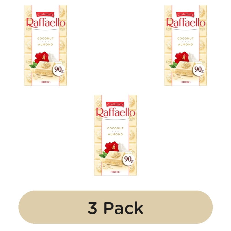 Ferrero Raffaello White Chocolate and Coconut Bar 90g, British Import (Pack of 3)