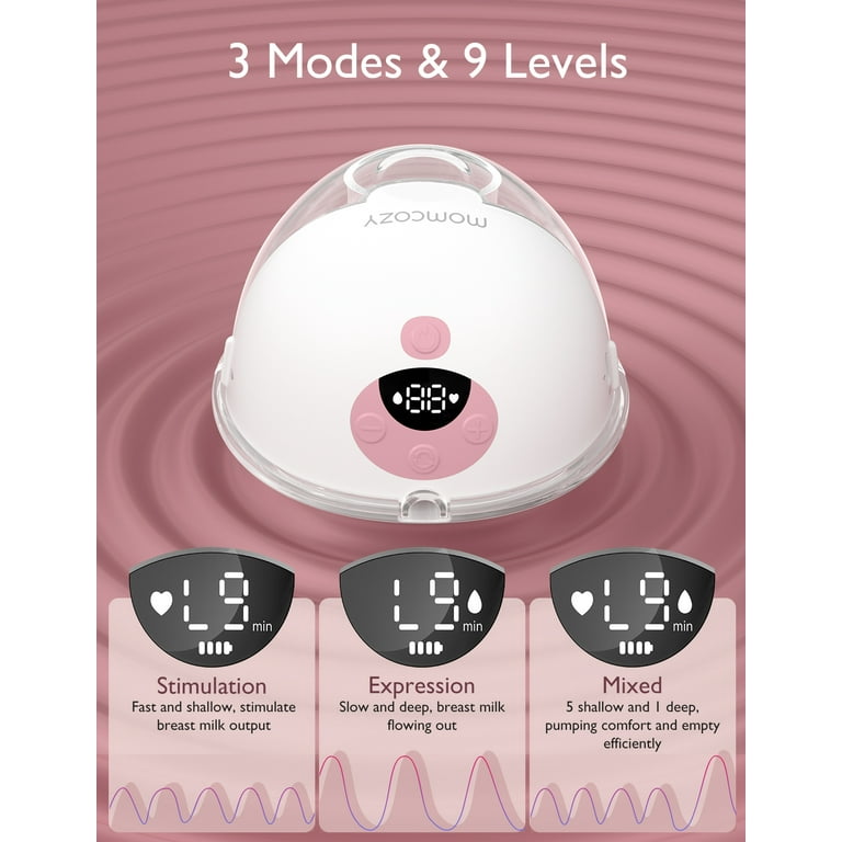 Momcozy Breast Pump Hands Free M5 Pinky, 3 Modes & 9 Levels