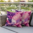 thumbnail image 5 of Outdoor Pillow Covers Watercolor Spring Purple Pink Flower Waterproof Pillow Cases 24x24 Set of 2, Vintage Floral Throw Pillow Cover Pillowcase for Patio Balcony Couch Garden, 5 of 9