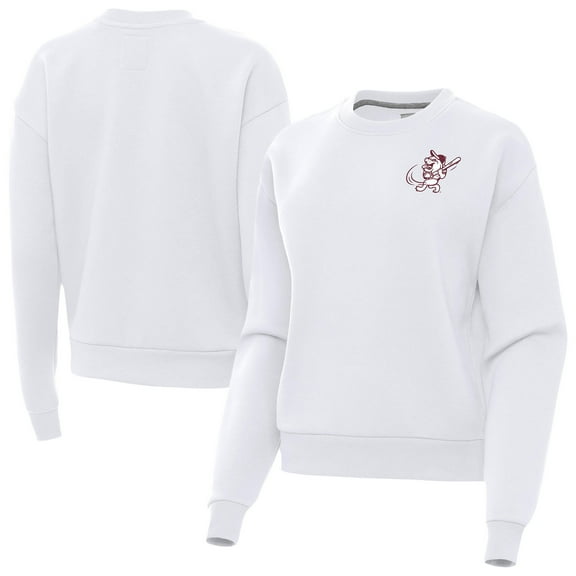 Women's Antigua White Mississippi State Bulldogs Victory Swinging Bully Pullover Sweatshirt