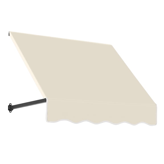 Awntech 4.38 Ft Dallas Retro Straight Slope Fixed Awning with Anodized Arms (52.5in x 24in x 48in), Linen