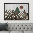 thumbnail image 3 of PixonSign Framed Canvas Print Wall Art Sunny Pine Tree Mountain Nature Wilderness Digital Art Wood Panel Landscape Farmhouse/Country Relax/Calm/Cozy Geometric Abstract - 24"x36" Black, 3 of 5