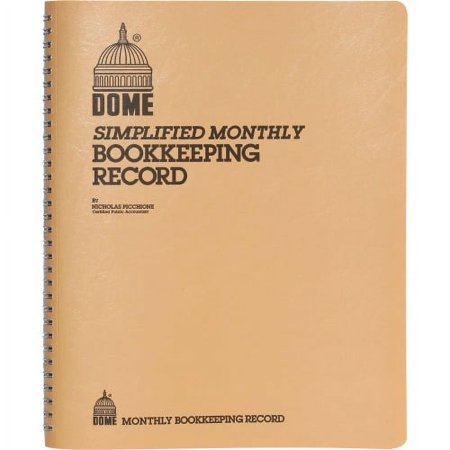 Dome Bookkeeping Record Book 128 Sheet(s) - Wire Bound - 8 3/4" x 11 1/4" Sheet Size - White Sheet(s) - Beige Cover - Recycled - 1 Each