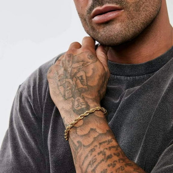 Rope 14K Yellow Gold Chain Bracelet, Men Rope Bracelet, Dainty Bracelet, Minimalist Bracelet, Gift for Her or Him , Chain Bracelet