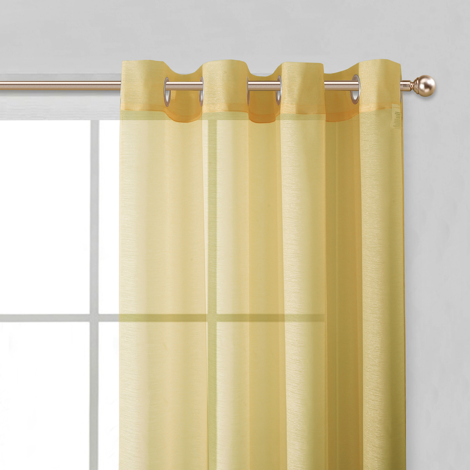 Dainty Home Malibu Textured Semi-Sheer Linen Look Grommet Top Curtain Set Of 4, 54" x 84" each (Covers Two Windows)