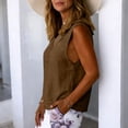thumbnail image 4 of QSAWXQZ Women's Cotton Linen Tank Top Lapel Collar Sleeveless Solid Loose Retro Casual Summer Pullover Blouse L, 4 of 9