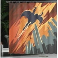 thumbnail image 4 of Ambesonne Vintage Shower Curtain, Flying Superhero, 69"Wx84"L, Red Orange Grey, 4 of 5