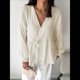 thumbnail image 5 of Tops para Mujer, Informales, con Lazo Frontal, Estilo Babydoll, de Otoño, de Larga, con Cuello en V, Ropa Peplum Albaricoque L, 5 of 7