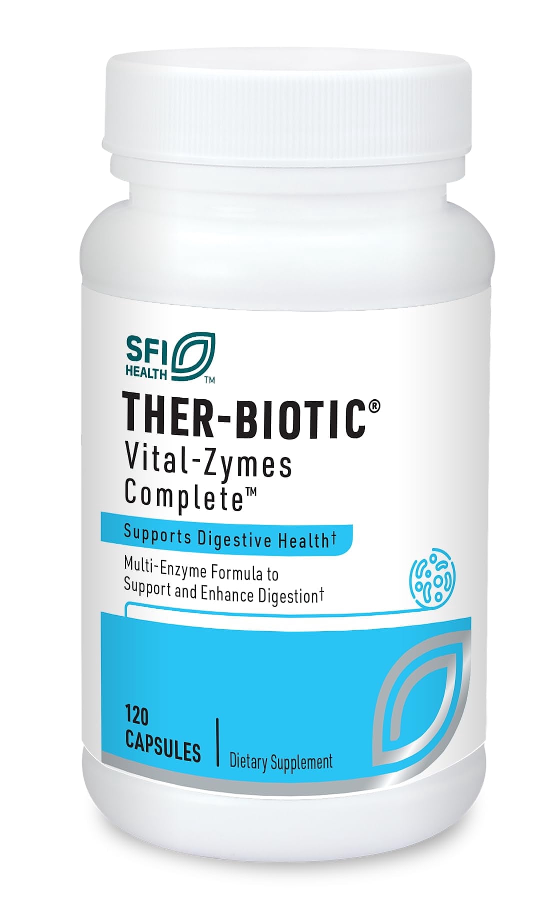 Klaire Labs SFI Health Multi Enzyme Supplements for Digestive Health - Ther-Biotic Vital-Zymes Complete - Digestive Enzymes to Help Ease Indigestion & Aid Nutrient Absorption (120 Capsules)