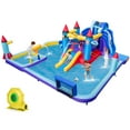 thumbnail image 1 of Costway Rocket Theme Inflatable Water Slide Park with 2 Slides Splash Pool & 1100W Blower, 1 of 9