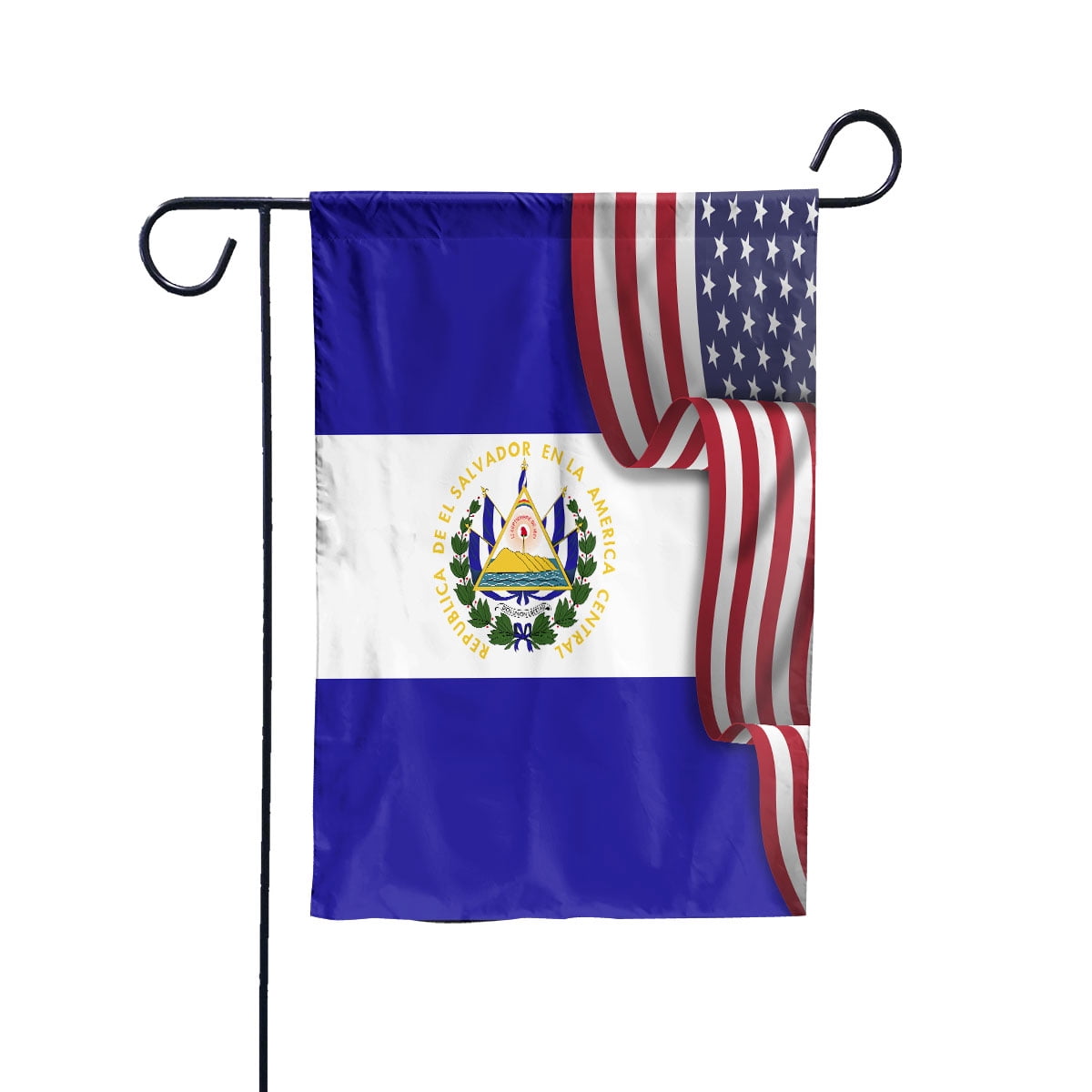 Flag Waving American Flag El Salvadorian El Salvador U.S.A Friendship Patriotic Proud Garden Flag, Double-Sided Decorative Outdoor Flag, Patriotic Polyester Yard Flag 12 x 18 in