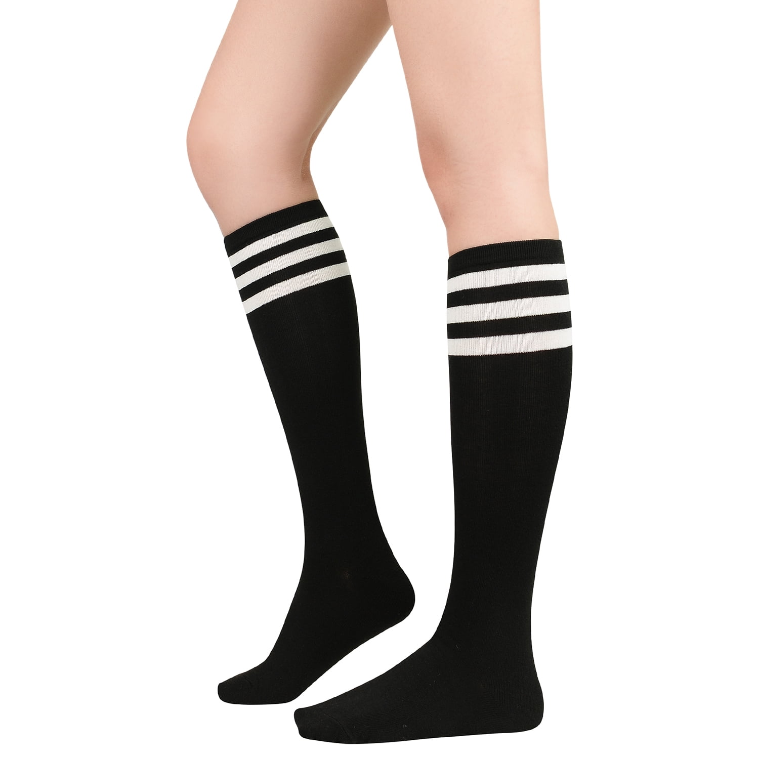 Zando Knee High Socks for Women Athletic Softball Knee Socks Black and