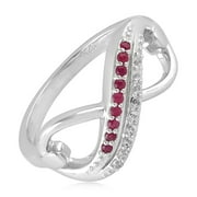 Ruby, White Topaz 925 Sterling Silver Infinity Band Ring Jewelry For Her