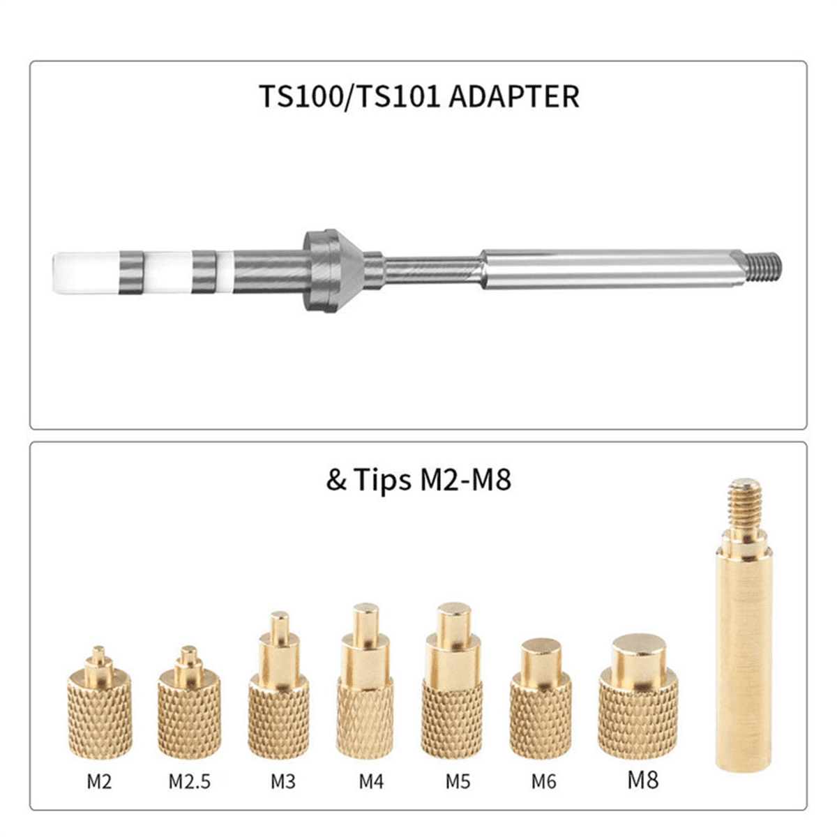 Brass Knurled Nut Insert Kit For TS100/TS101 Soldering Irons – Heat Set Inserts M2-M8 With Adapters