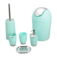 thumbnail image 1 of Trayknick 6Pcs Lotion Bottle Toothbrush Mouthwash Cup Waste Bin Bathroom Accessory Set, 1 of 10