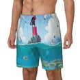 thumbnail image 2 of Haiem Lighthouse Sea Port Men'S Quick-Dry Swim Trunks: Comfortable Beach Shorts With Mesh Lining And Pockets - Ideal For Swimming And Sunbathing Large, 2 of 9