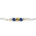 thumbnail image 2 of 925 Sterling Silver and 10K Yellow Gold Citrine Blue Created Sapphire and White Lab Grown Diamond Tennis Bracelet for Women (1.95 Cttw, Gemstone November Birthstone, Fully Adjustable up to 9 inch), 2 of 4