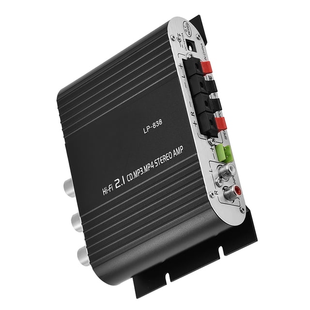 Mini HiFi 2.1 Stereo Bass Auto Car Home Audio Power Amplifier Digital Amp, All Aluminium Alloy Shell, 15W X 2 RMS Power Output, 3.5mm Audio Input, Lightweight Aluminum Casing
